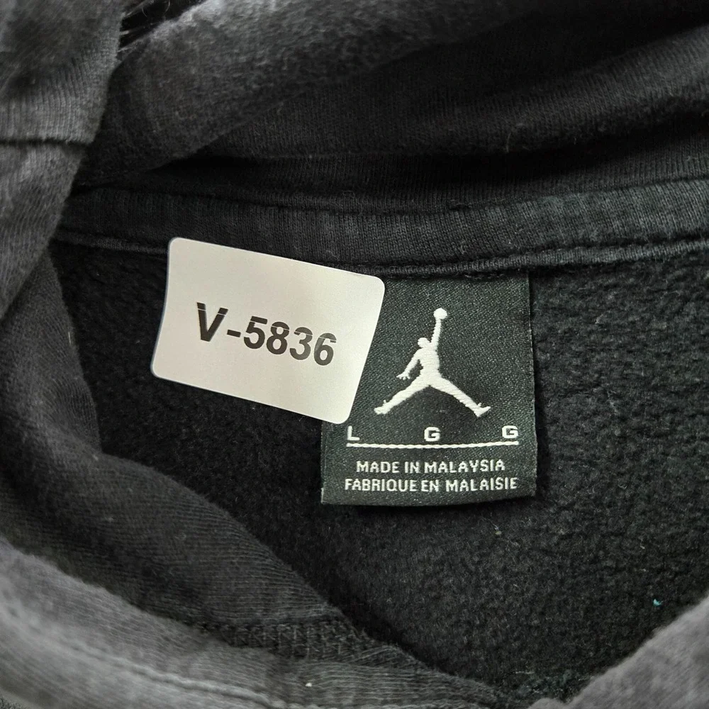 Air Jordan Men Sweatshirt Large Black Space Jam Hoodie‎ Logo Graphic Pullover